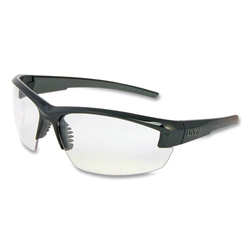 Mercury Safety Glasses, Scratch-Resistant, Clear Lens, Black/Gray Frame