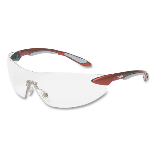 Ignite Eyewear, Scratch-Resistant, Metallic Red/Silver Frame, Clear Lens