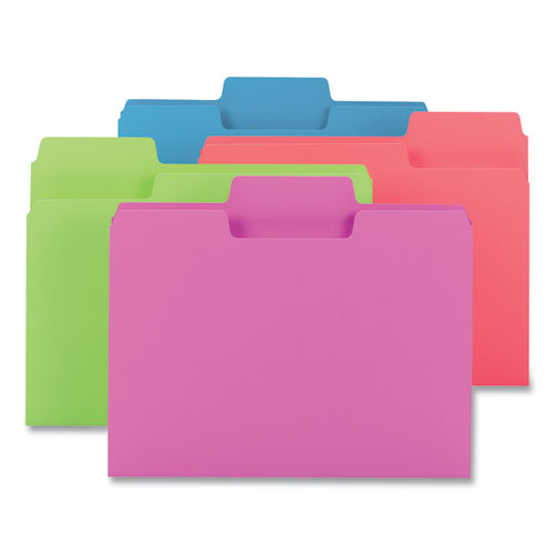 Image of Smead™ Supertab Colored File Folders, 1/3-Cut Tabs: Assorted, Letter Size, 0.75" Expansion, 11-Pt Stock, Assorted Colors, 24/Pack