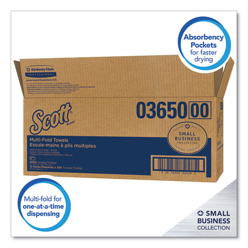 Image of Scott® Multi-Fold Towels, Absorbency Pockets, 1-Ply, 9.2 X 9.4, White, 250 Sheets/Pack