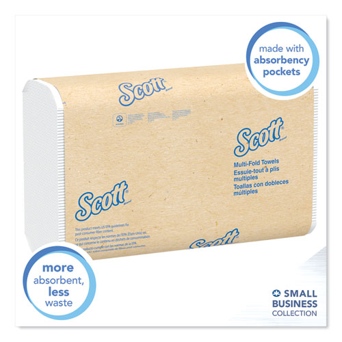 Scott® Multi-Fold Towels, Absorbency Pockets, 1-Ply, 9.2 X 9.4, White, 250 Sheets/Pack
