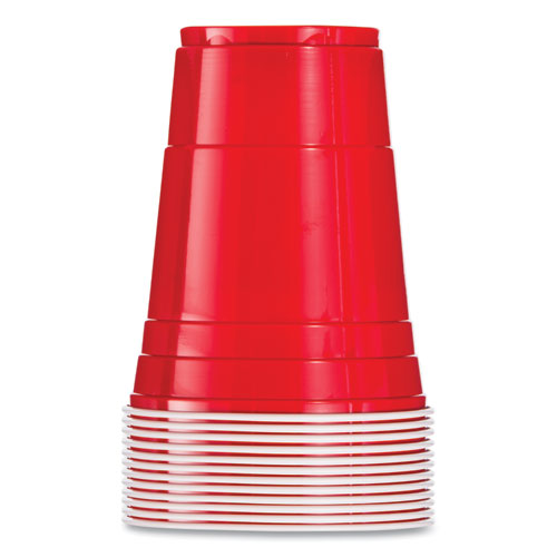 SOLO Party Plastic Cold Drink Cups, 16 oz, Red, 288/Carton
