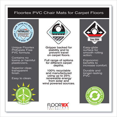 Image of Floortex® Cleartex Advantagemat Phthalate Free Pvc Chair Mat For Low Pile Carpet, 48 X 36, Clear
