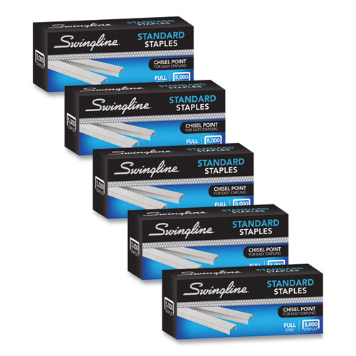 Image of S.F. 1 Standard Staples, 0.25" Leg, 0.5" Crown, Steel, 5,000/Box, 5 Boxes/Pack