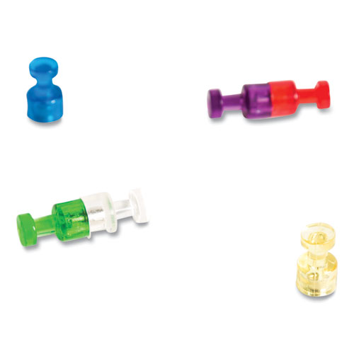 Image of U Brands Magnetic Push Pins, Assorted Colors, 0.75" Diameter, 6/Pack