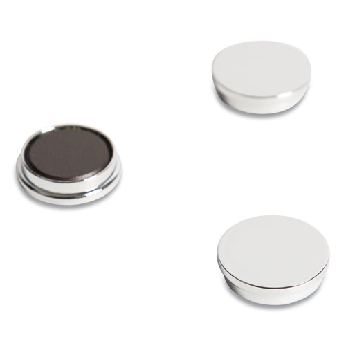 Image of U Brands Board Magnets, Circles, Silver, 1.25" Diameter, 10/Pack