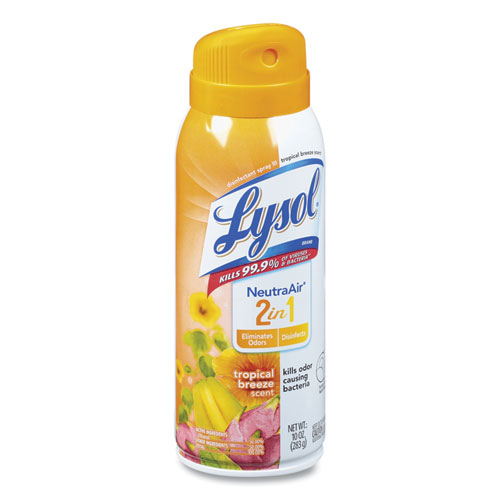 2 in 1 Disinfectant Spray III, Tropical Breeze, 10 oz Aerosol Spray, 6/Carton