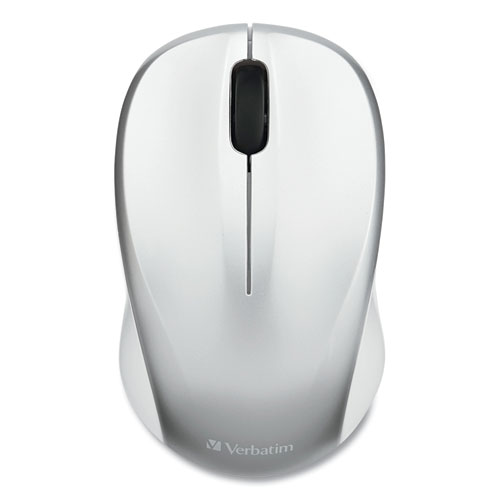 Image of Verbatim® Silent Wireless Blue Led Mouse, 2.4 Ghz Frequency/32.8 Ft Wireless Range, Left/Right Hand Use, Silver