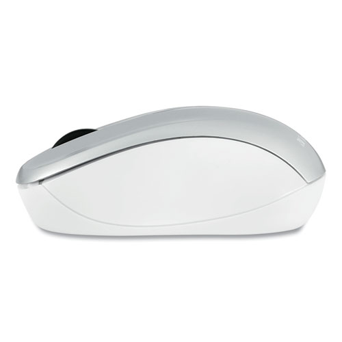 Silent Wireless Blue LED Mouse, 2.4 GHz Frequency/32.8 ft Wireless Range, Left/Right Hand Use, Silver