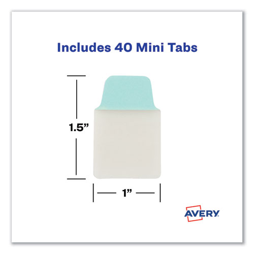 Image of Avery® Ultra Tabs Repositionable Tabs, Mini Tabs: 1" X 1.5", 1/5-Cut, Assorted Pastel Colors, 40/Pack