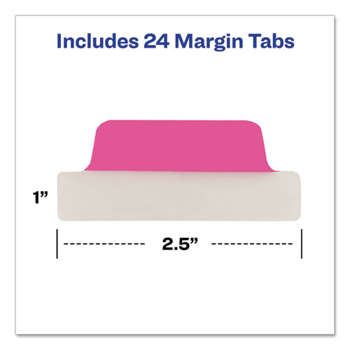 Image of Avery® Ultra Tabs Repositionable Tabs, Margin Tabs: 2.5" X 1", 1/5-Cut, Assorted Neon Colors, 24/Pack