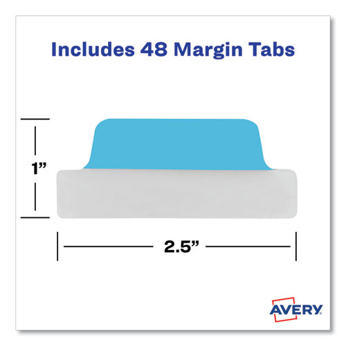 Image of Avery® Ultra Tabs Repositionable Tabs, Margin Tabs: 2.5" X 1", 1/5-Cut, Assorted Colors, 48/Pack