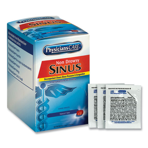 Physicianscare® Sinus Decongestant Congestion Medication, One Tablet/Pack, 50 Packs/Box