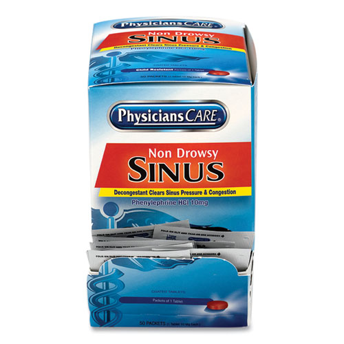 Image of Physicianscare® Sinus Decongestant Congestion Medication, One Tablet/Pack, 50 Packs/Box