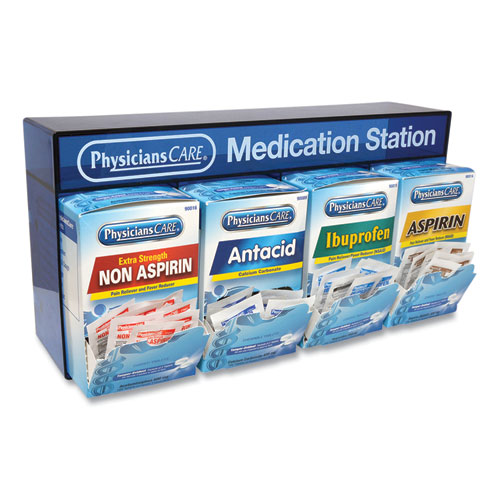 Image of Physicianscare® Medication Station, Aspirin, Ibuprofen, Non Aspirin Pain Reliever, Antacid