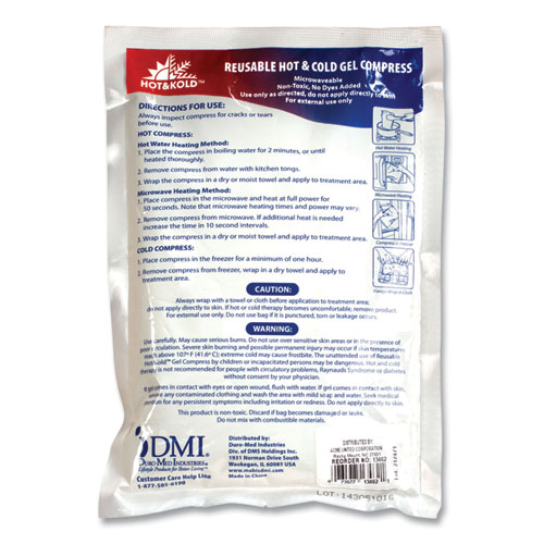 PhysiciansCare® by First Aid Only® Reusable Hot/Cold Pack, 8.63" Long, White