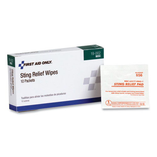 Physicianscare® By First Aid Only® First Aid Sting Relief Pads, 10/Box