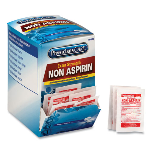 Image of Physicianscare® Pain Relievers/Medicines, Xstrength Non-Aspirin Acetaminophen, 2/Packet, 125 Packets/Box