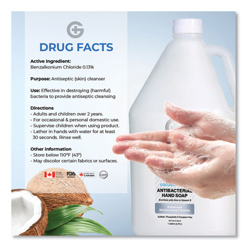 Image of Germs Be Gone® Antibacterial Hand Soap, Aloe, 1 Gal Cap Bottle, 4/Carton