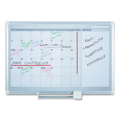 Image of Mastervision® Magnetic Dry Erase Calendar Board, One Month, 36 X 24, White Surface, Silver Aluminum Frame