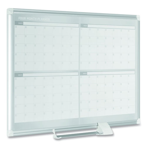 Image of Mastervision® Magnetic Dry Erase Calendar Board, Four Month, 48 X 36, White Surface, Silver Aluminum Frame