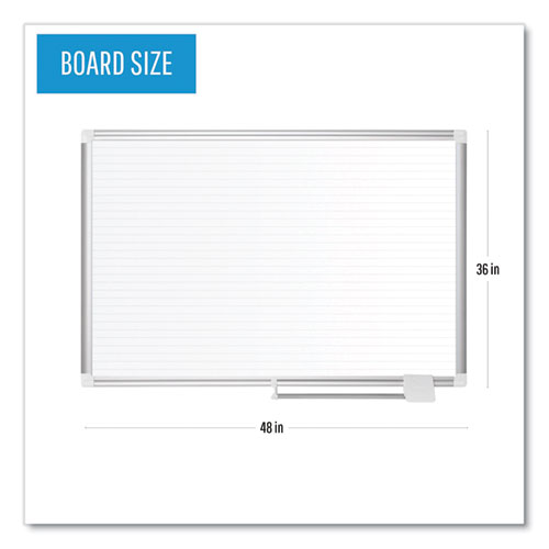 Image of Mastervision® Ruled Magnetic Steel Dry Erase Planning Board, 48 X 36, White Surface, Silver Aluminum Frame
