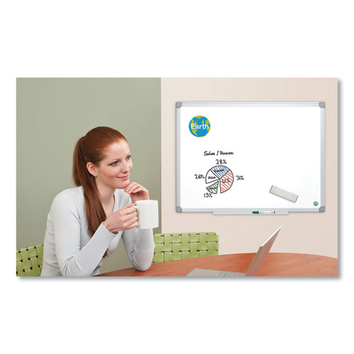 Image of Mastervision® Earth Silver Easy-Clean Dry Erase Board, Reversible, 72 X 48, White Surface, Silver Aluminum Frame