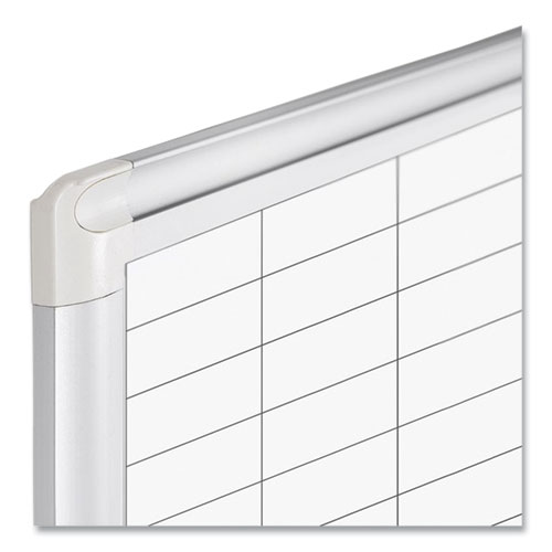 Image of Mastervision® Gridded Magnetic Steel Dry Erase Planning Board, 1 X 2 Grid, 72 X 48, White Surface, Silver Aluminum Frame