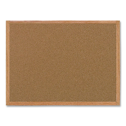 Value Cork Bulletin Board with Oak Frame, 24 x 36, Natural Surface, Oak Frame