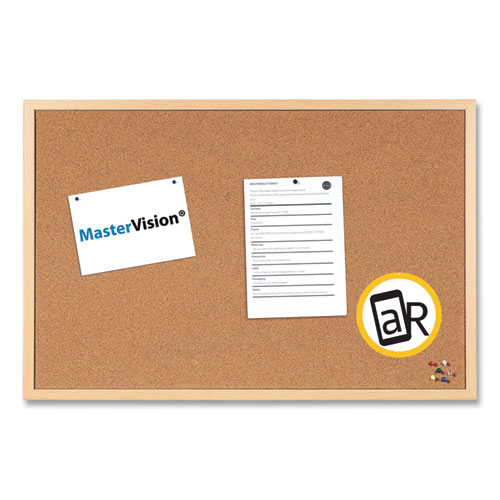 Image of Mastervision® Value Cork Bulletin Board With Oak Frame, 24 X 36, Brown Surface, Oak Frame