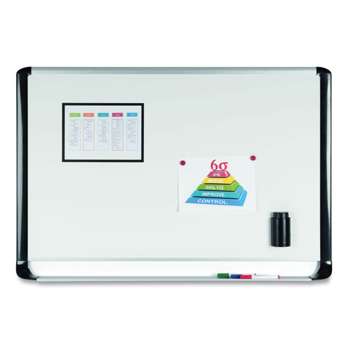 Image of Mastervision® Pure Platinum Magnetic Dry Erase Board, 96 X 48, White Surface, Silver/Black Aluminum Frame