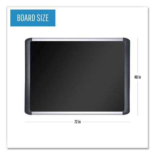 Soft-touch Bulletin Board, 72 x 48, Black Fabric Surface, Aluminum/Black Aluminum Frame