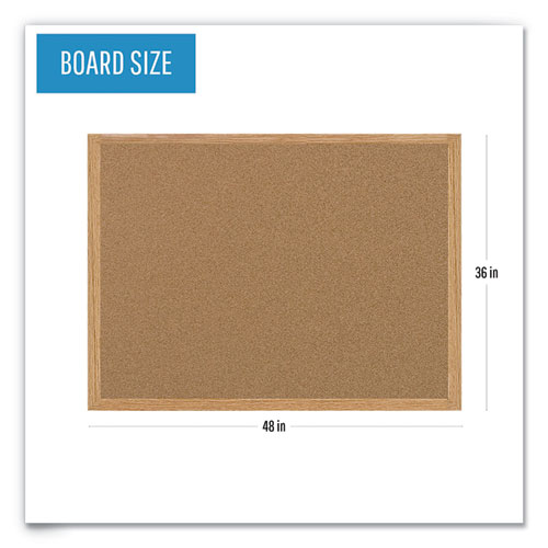Earth Cork Board, 48 x 36, Tan Surface, Oak Wood Frame