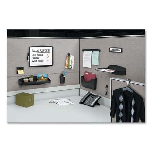 Image of Fellowes® Plastic Partition Additions Nameplate, 9 X 0.75 X 2.5, Fabric Panel Mount, Dark Graphite