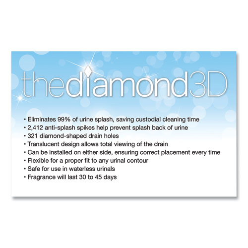 Image of Big D Industries Diamond 3D Urinal Screen, Mountain Air Scent, Blue, 10/Pack, 6 Packs/Carton