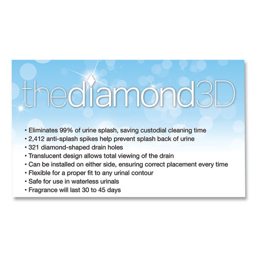 Image of Big D Industries Diamond 3D Urinal Screen, Melon Mist Scent, Clear, 10/Pack, 6 Packs/Carton