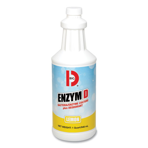 Big D Industries Enzym D Digester Liquid Deodorant, Lemon, 32 oz Bottle, 12/Carton