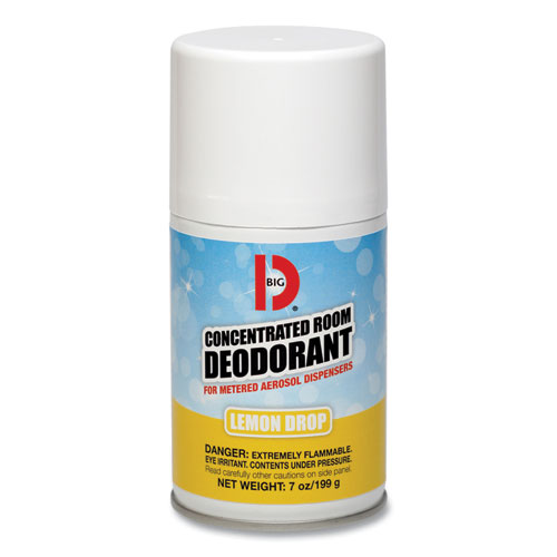 Big D Industries Metered Concentrated Room Deodorant, Lemon Scent, 7 Oz Aerosol Spray, 12/Carton