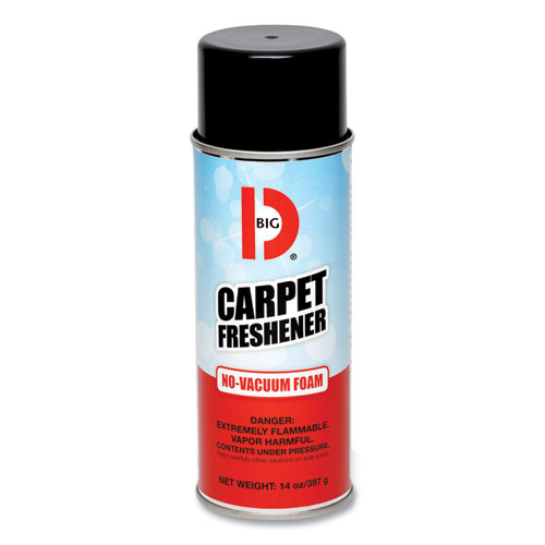 Image of Big D Industries No-Vacuum Carpet Freshener, Fresh Scent, 14 Oz Aerosol Spray, 12/Carton