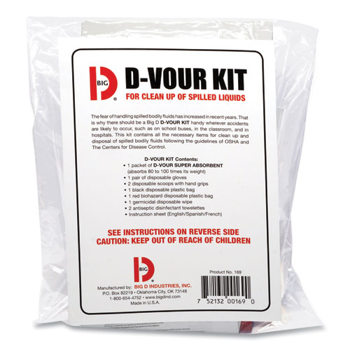 Image of Big D Industries D'Vour Clean-Up Kit, Powder, All Inclusive Kit, 6/Carton