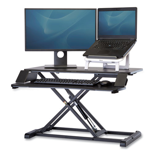 Image of Fellowes® Corsivo Sit-Stand Workstation, 31.5" X 24.25" X 16", Black