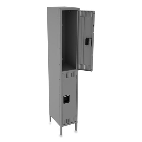 Double Tier Locker with Legs, Single Stack, 12w x 18d x 78h, Medium Gray