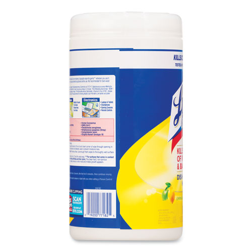 Disinfecting Wipes, 7 x 7.25, Lemon and Lime Blossom, 80 Wipes/Canister, 6 Canisters/Carton