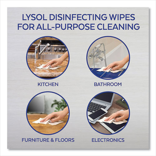 Image of Lysol® Brand Disinfecting Wipes, 1-Ply, 7 X 7.25, Lemon And Lime Blossom, White, 80 Wipes/Canister, 3 Canisters/Pack