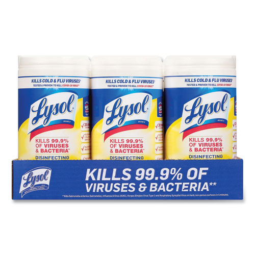 Disinfecting Wipes, 7 x 7.25, Lemon and Lime Blossom, 80 Wipes/Canister, 6 Canisters/Carton