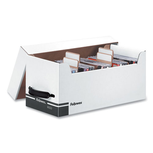Image of Fellowes® Corrugated Media File, Holds 35 Standard Cases, White/Black