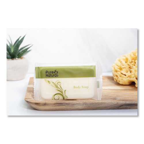 Image of Pure & Natural™ Body And Facial Soap, Fresh Scent, # 1 1/2 Flow Wrap Bar, 500/Carton