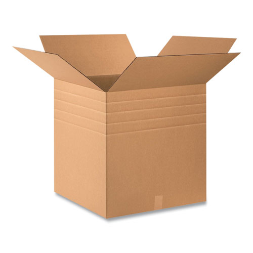 Image of Multi-Depth Shipping Boxes, 200 lb Mullen Rated, Regular Slotted Container, 24 x 24 x 16 to 24, Brown Kraft, 15/Bundle