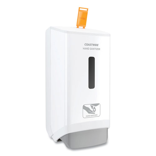 Image of Coastwide Professional™ J-Series Wall-Mounted Manual Hand Sanitizer Dispenser, 1,200 Ml, 6.12 X 4.11 X 11.5, White
