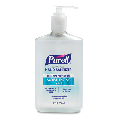 2 in 1 Moisturizing Advanced Hand Sanitizer Gel, Clean Scent, 12 oz Pump Bottle, Clean Scent